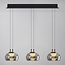 3-step dimmable 3-light pendant light Gujo - smoked glass and black
