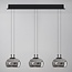 3-step dimmable 3-light pendant light Gujo - smoked glass and black