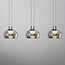 3-step dimmable 3-light pendant light Gujo - smoked glass and black