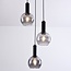 Black pendant lamp with smoked glass, 3-light - Imme