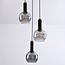 Black pendant lamp with smoked glass, 3-light - Imme