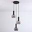 Black pendant lamp with smoked glass, 3-light - Imme