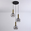 Pendant light Imme with smoked glass, 3-light - gold