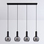 Black Imke pendant lamp with smoked glass, 4-light