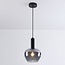 pendant light Ischa - apple-shaped smoked glass, black