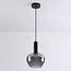 pendant light Ischa - apple-shaped smoked glass, black
