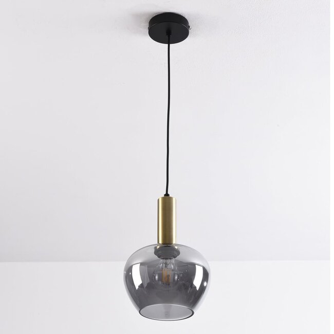 pendant light Ischa - apple-shaped smoked glass, gold