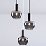 3-light pendant light Ismay - apple-shaped smoked glass, black