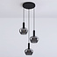 3-light pendant light Ismay - apple-shaped smoked glass, black