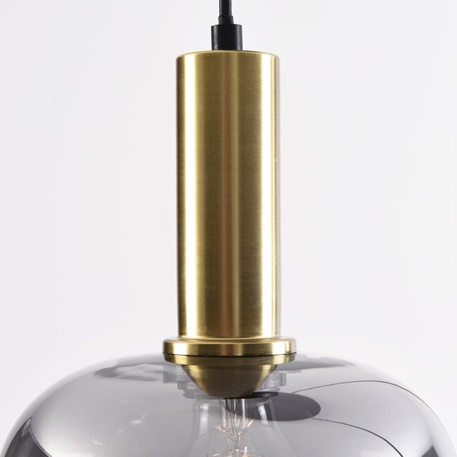 3-light pendant light Ismay - apple-shaped smoked glass, gold