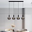 4-light pendant light Ilvy - apple-shaped smoked glass, black elongated
