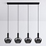 4-light pendant light Ilvy - apple-shaped smoked glass, black elongated