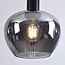 4-light pendant light Ilvy - apple-shaped smoked glass, black elongated