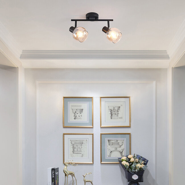 Rotatable ceiling spotlight Phiene with Amber glass, 2-light