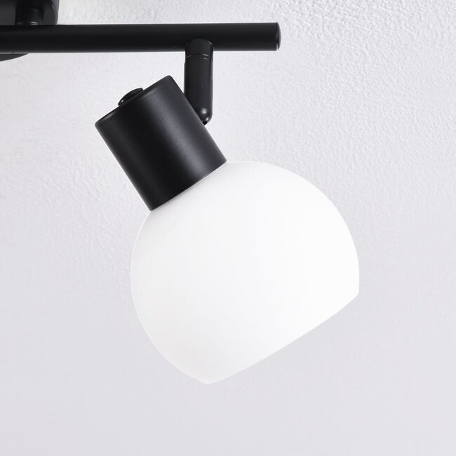 Phiene swivel ceiling spotlight with opal white glass, 2-light