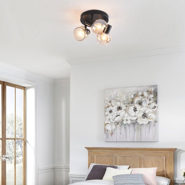 3-light ceiling light Peri - amber glass
