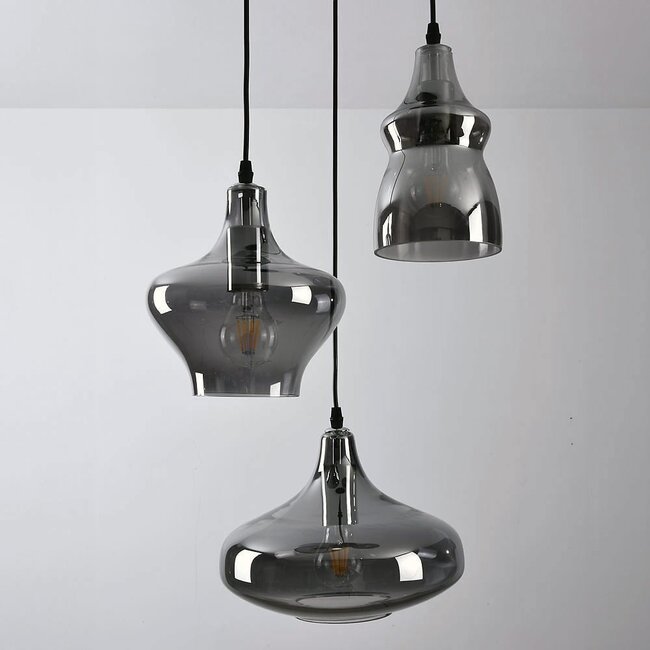 3-light pendant light Trinidad - smoked glass