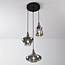 Black pendant lamp with smoked glass, 3-light - Trinidad