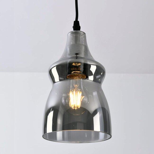 1-light pendant light Trinidad - smoked glass slim globe