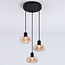 Modern 3-light pendant light Vida - amber glass and black