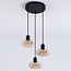 Modern 3-light pendant light Vida - amber glass and black