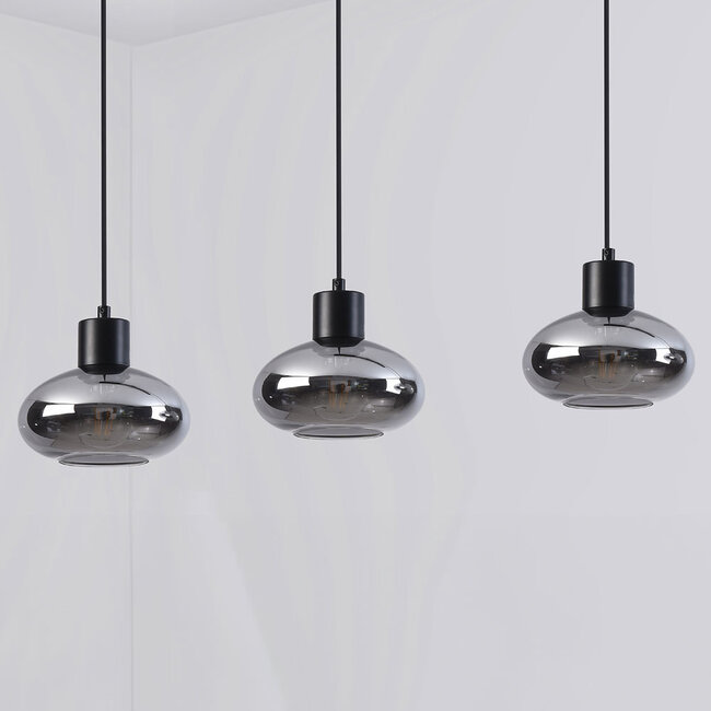 Vere pendant lamp with smoked glass, 3-light