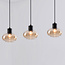 3-light pendant light Vere - amber glass and black