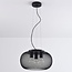 Industrial 3-light pendant light Cerise - black metal with perforated shade