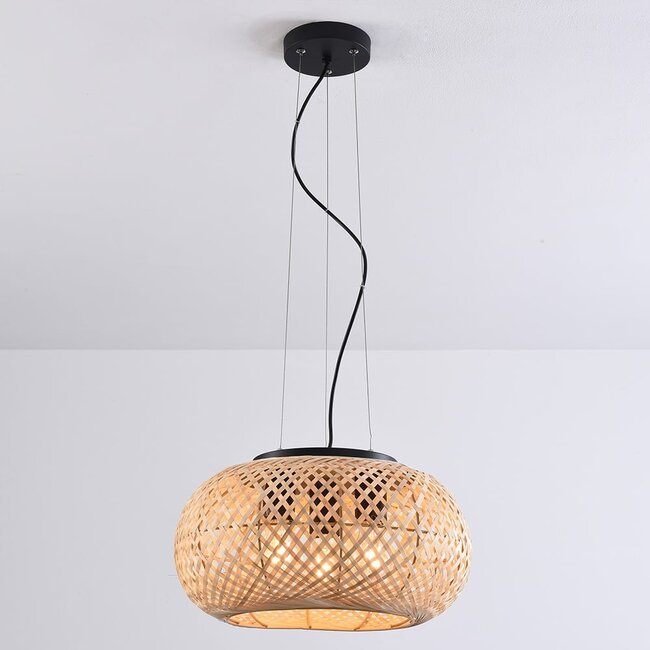 Bamboo pendant lamp, 3-light - Cerise