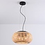 3-light bamboo pendant light Cerise - perforated shade