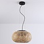 3-light bamboo pendant light Cerise - perforated shade
