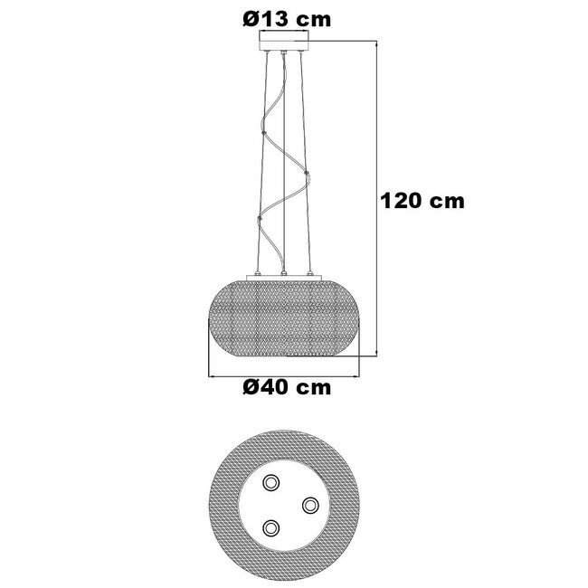 Bamboo pendant lamp, 3-light - Cerise