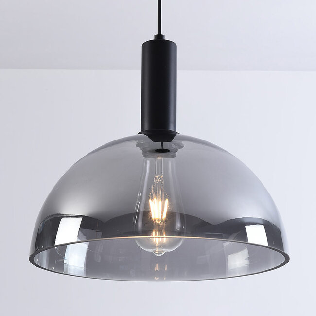pendant light Fajen - smoked glass with semi-open shade