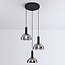 3-light pendant light Fares - smoked glass and black