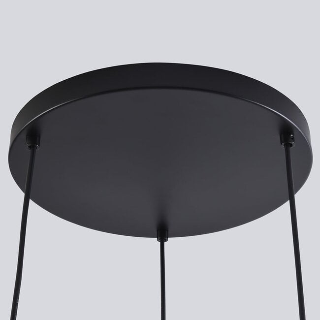 Black pendant lamp with smoked glass, 3-light - Fares