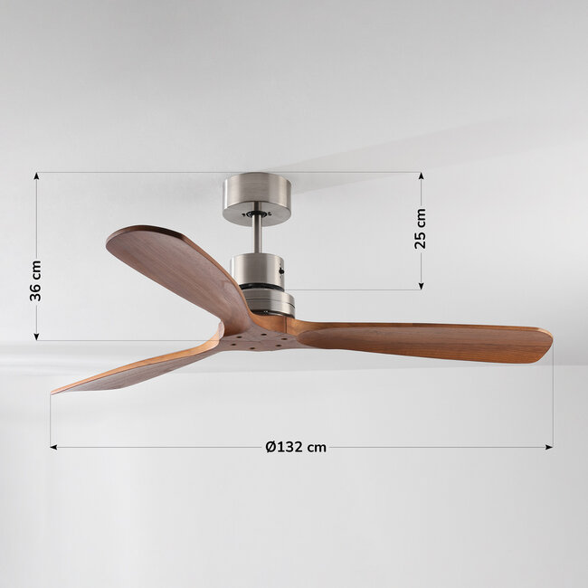 Ceiling fan Pajaro with solid maple wood and remote control
