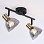 Ceiling spotlights Black with brass Gold, 2-light - Kaio