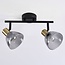 2-light ceiling spotlight Kaio - smoked glass and brass gold