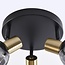 3-light ceiling spotlight Kyam - smoked glass and brass gold
