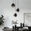 Black Fynna pendant lamp with smoked glass, 3-light
