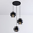 Black Fynna pendant lamp with smoked glass, 3-light