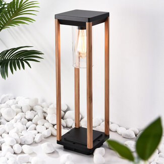 Paca standing outdoor lamp, 50 cm - Wood effect