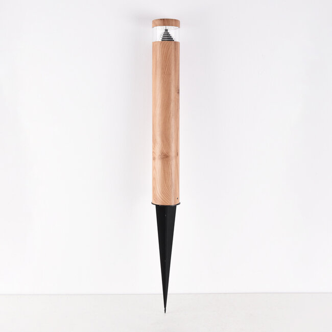 Tadeo standing outdoor lamp with ground spike - dark wood colour