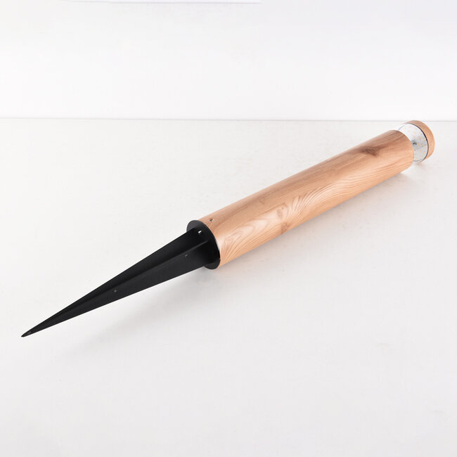 Tadeo outdoor floor lamp with ground spike - dark wood colour