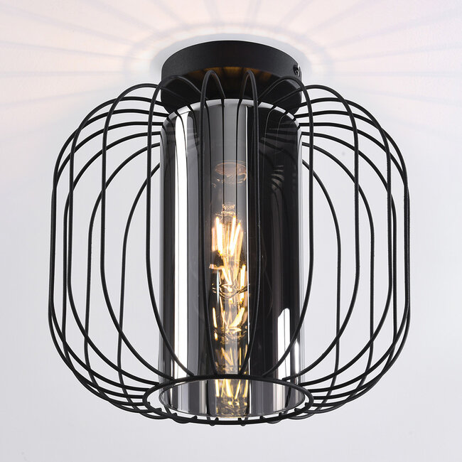 ceiling light Dide - smoked glass with metal slats