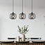 3-light pendant light Dilan - smoked glass with metal slats
