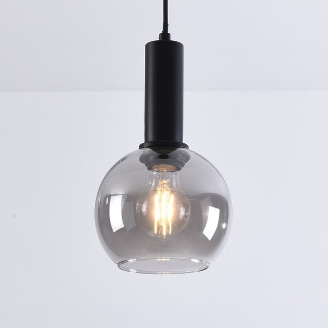 Pendant light Inara with smoked glass, 1-light - black
