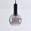 pendant light Inara - smoked glass and black, round shade