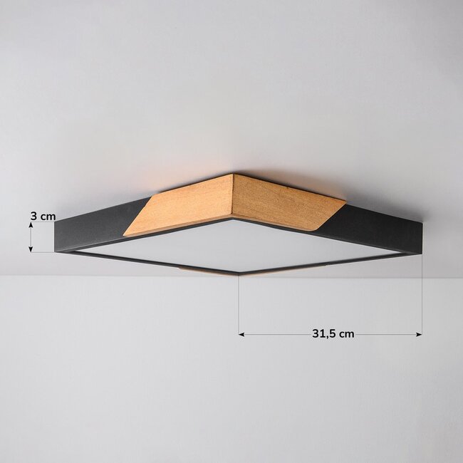 3-step dimmable ceiling light Meta - black with wooden details