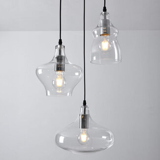 Trinidad pendant lamp with transparent glass, 3-light
